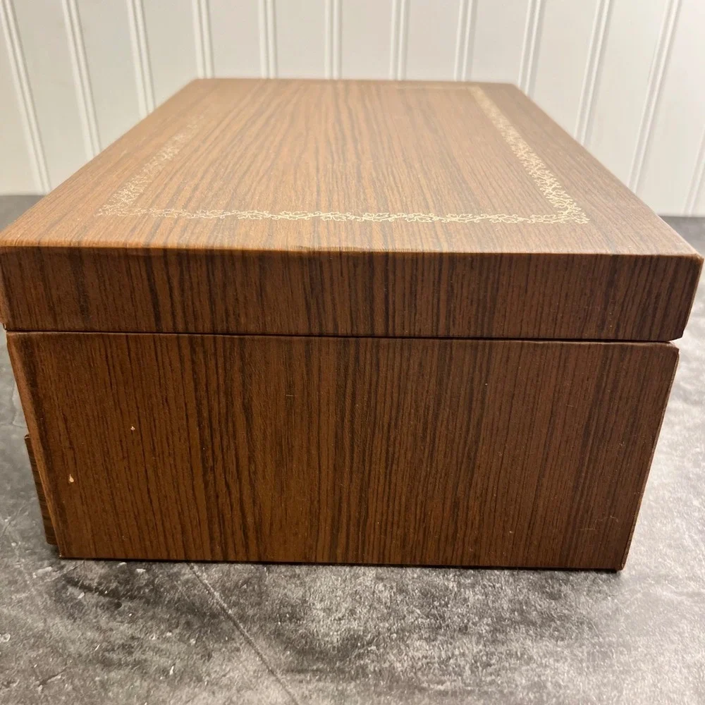Vintage Brown Orange Jewelry Box Satin Lining | *SEE NOTE | 70s